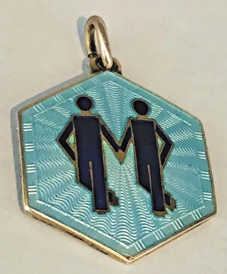 MCM DAVID ANDERSEN Sterling Blue Guilloche Charm GEMINI Twins May Birthday 4 Gr.