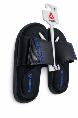 Reebok Men's Lightweight Black Slide Sandals Logo Accent Size 1 Synthetic