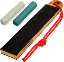 Leather Strop for Knife Sharpening LS9P02 - Stropping Kit with Polishing Compoun