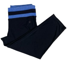 vogo athletica women's black/blue cropped leggings size L