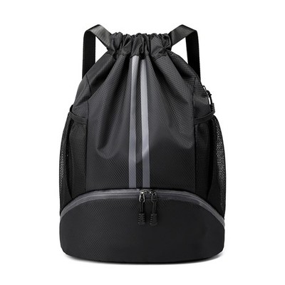 Drawstring Backpack Gym Bag with Shoes Compartment for Soccer, Basketball, Sw...