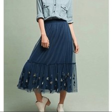 Anthropologie Maeve Fringe Maxi TULLE MASTI TASSLE SKIRT
