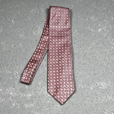 Ermenegildo Zegna Recent Pink Floral & Geometric 100% Satin Silk Tie One Size