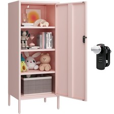 Steehoom Metal Locker Cabinet Lockable Bathroom Storage Cabinet Black 4 Tier ...