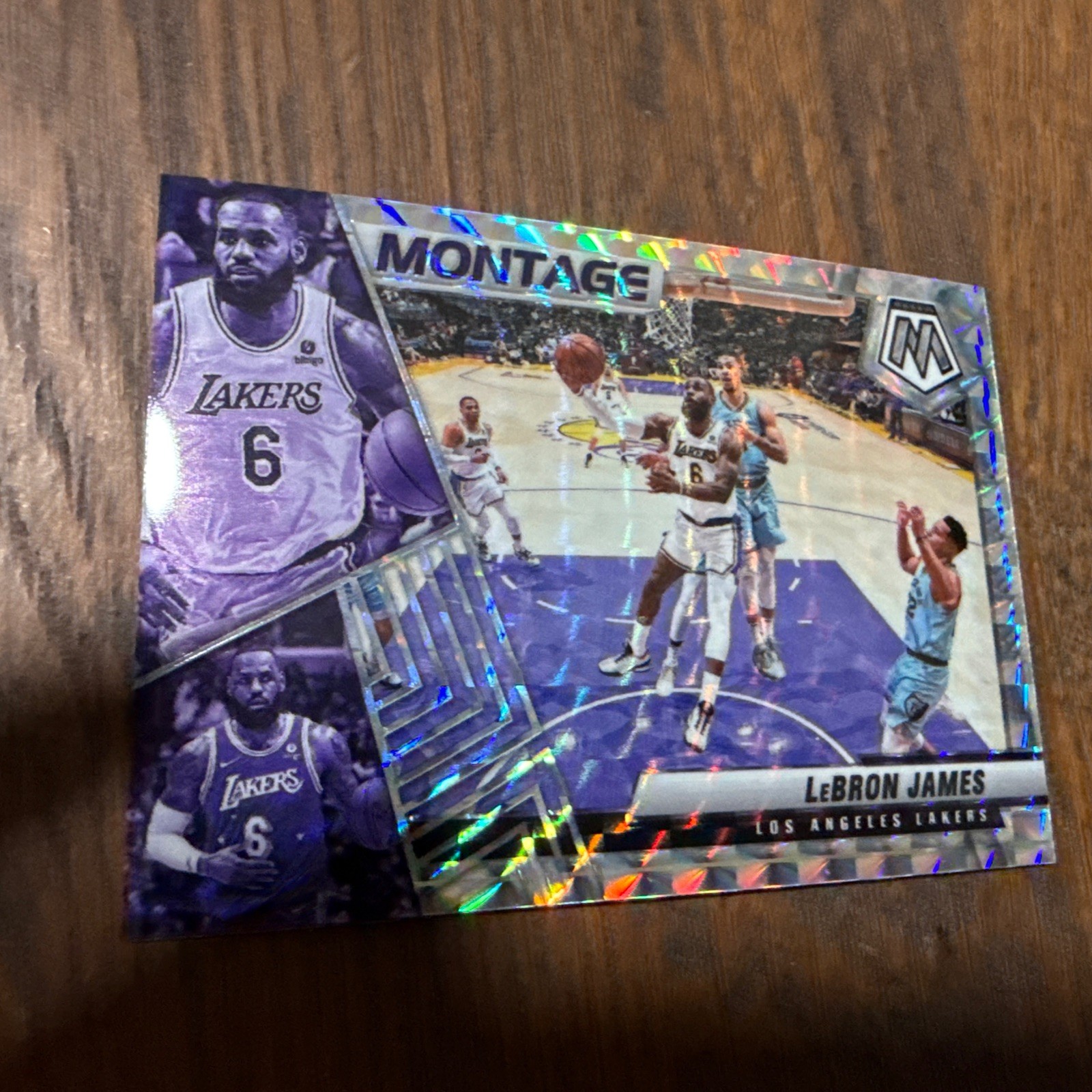 2021-22 Panini Mosaic Lebron James Montage Silver Prizm #23 Lakers