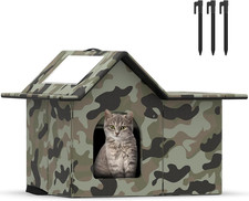 Outdoor Cat House Weatherproof Insulated Feral Cat Shelter Winter Green Mat