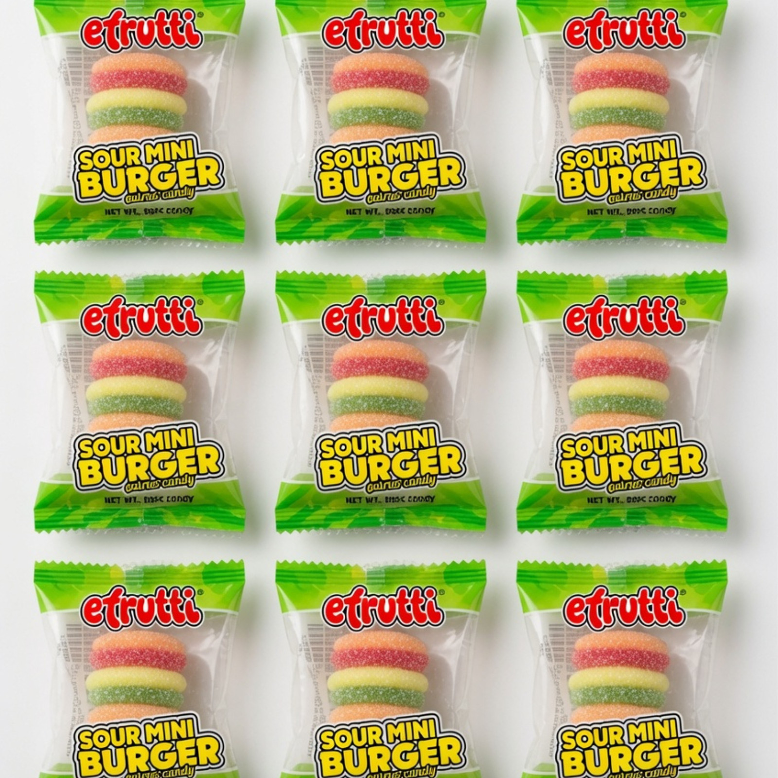 Efrutti Sour Mini Hamburguesa Gommy Jelly Candy 9 PACK