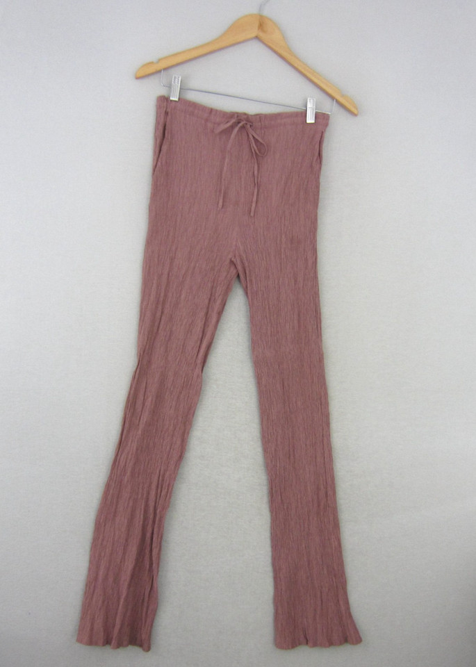 Zara Pants Womens Small 10 Pink Straight Fitted Flared Stretch Boho Hippie Retro