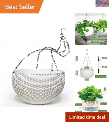 Versatile 13.5 Inch Self-Watering Hanging Basket - Perfect for Any Plant Decor