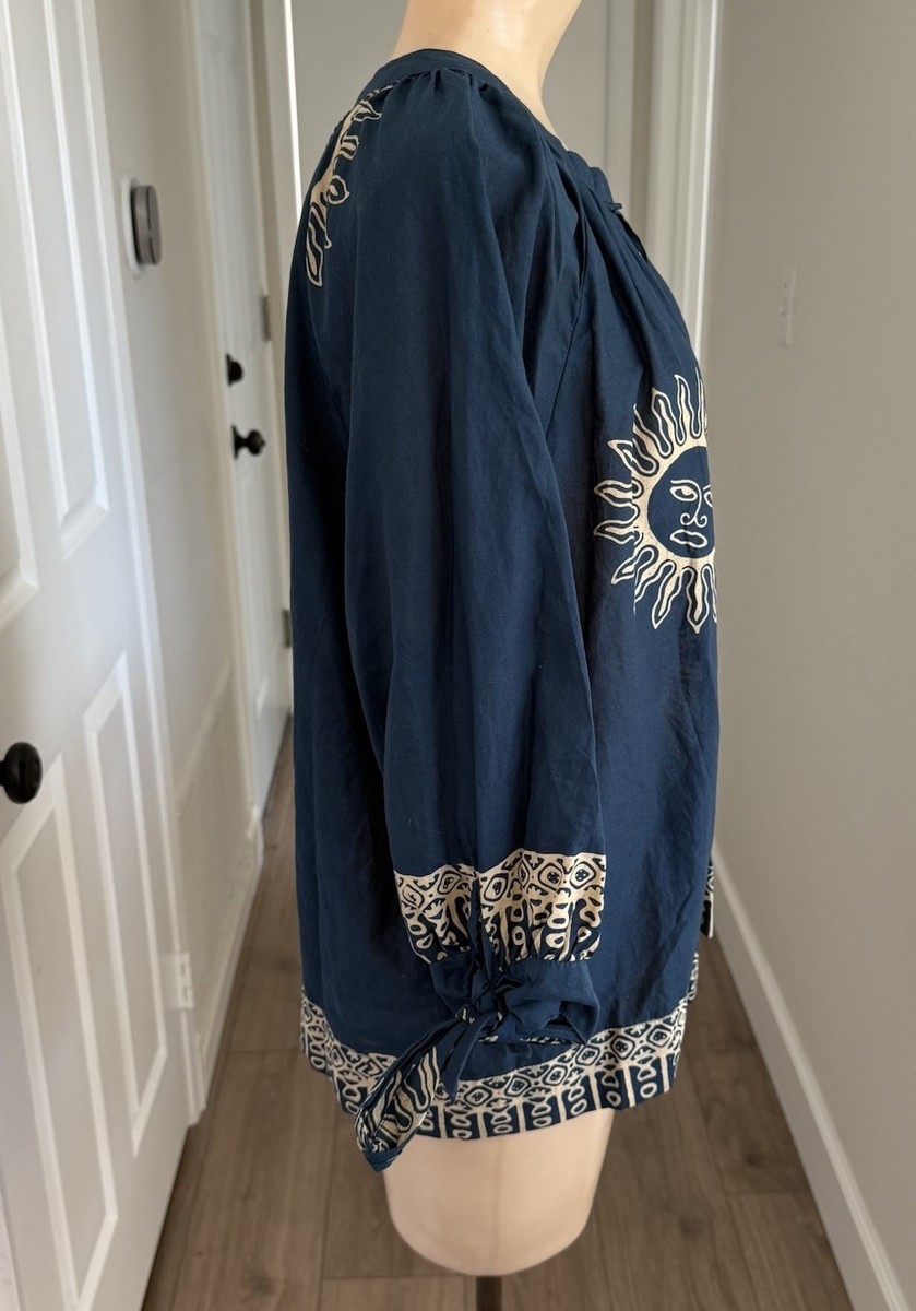 Natalie Martin Bohemian Style Cotton Sun Blouse Size Medium View 3