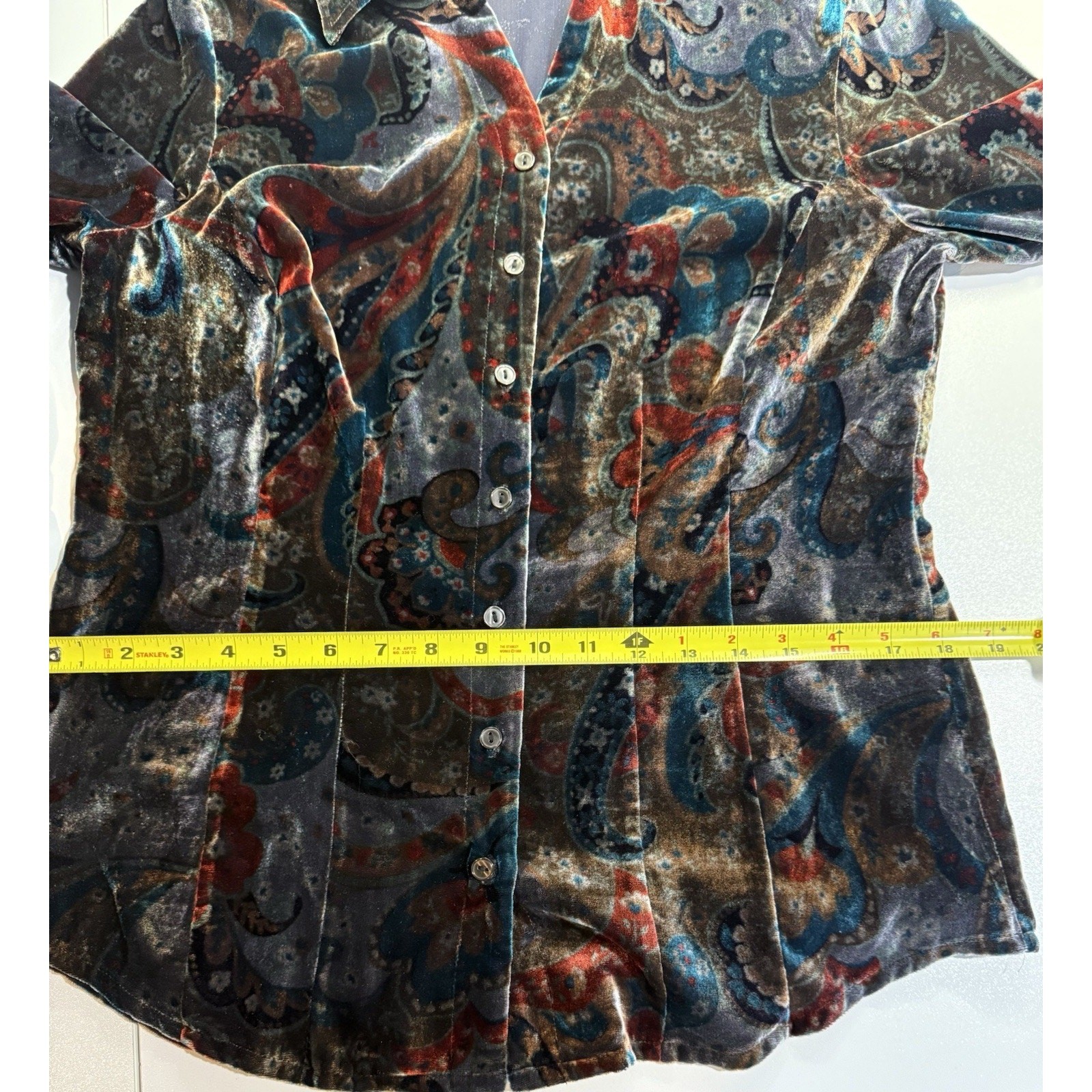 Coldwater Creek Velvet Button Up Top Womens Size … - image 7