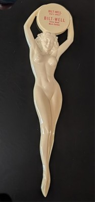 Vintage MCM Bilt-Well Work Closes Pinup Girl Plastic Letter Opener, 8.5''