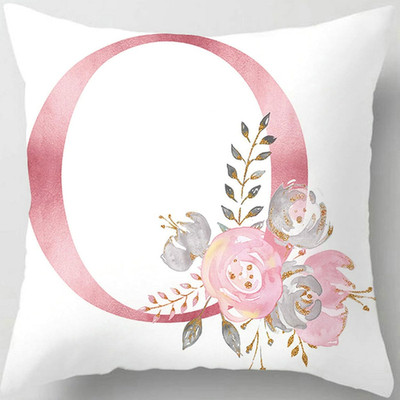 Pink Throw Pillow Covers Cute Alphabet Decorative Cushion Covers Square Letter T