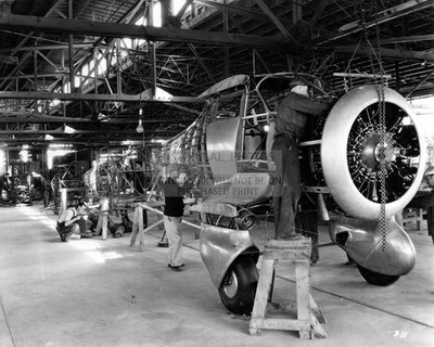 CESSNA AIRCRAFT PLANT A17F B17L PRODUCTION LINE 1934 8X10 PHOTO
