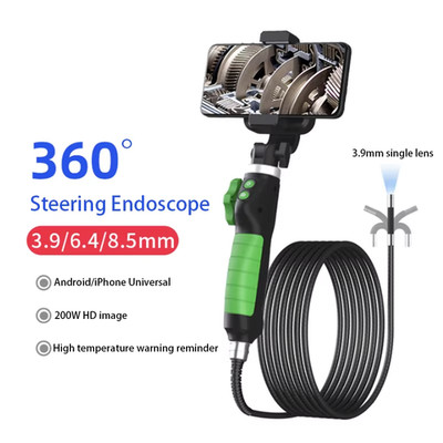 360° 3.9mm/6.4mm/8.5mm lens 200W HD steering WiFi endoscope engine detection