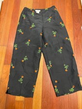 Vintage Silk Beaded Plant Pants Women  s Size 8