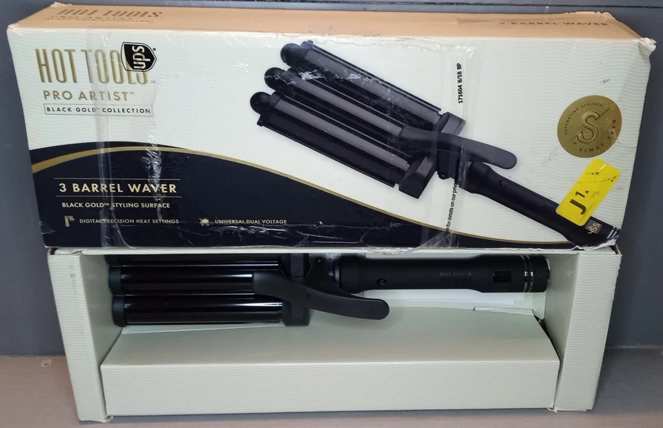 Hot Tools Pro Artist Negro Oro 3 Barriles Waver - Caja Abierta Foto 3 de 4
