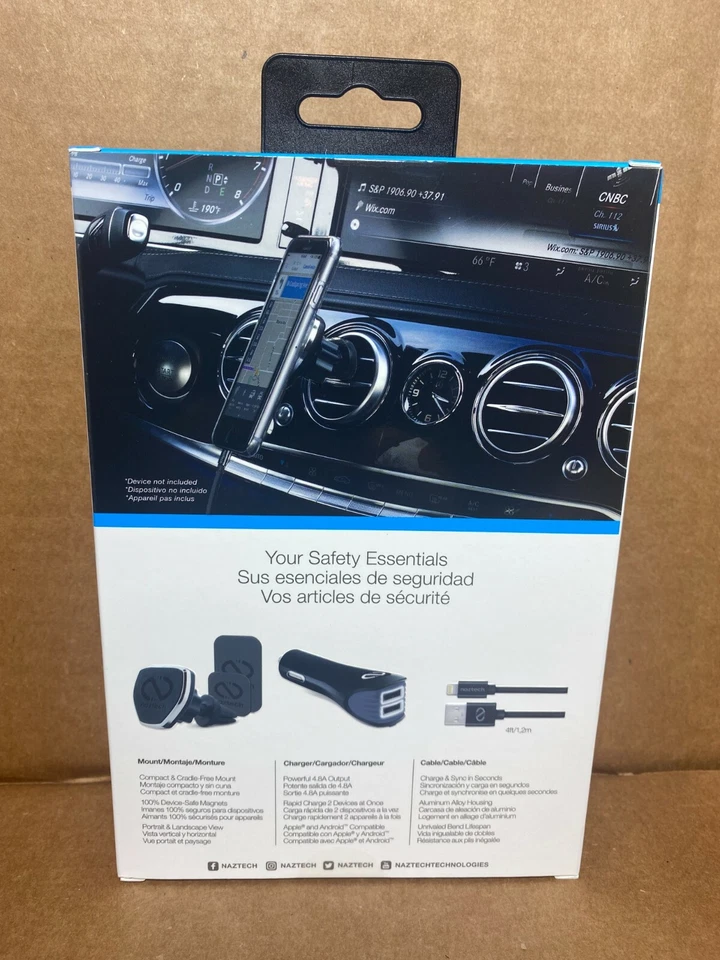 Nazteh Car Kit Air Vent Mount, Car Charger, MFi Certified Lightning Cable Blue - Image 2 of 4