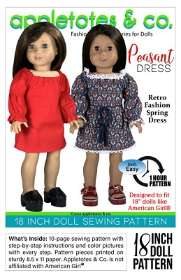 18 Inch Doll Pattern Peasant Dress Fits 18