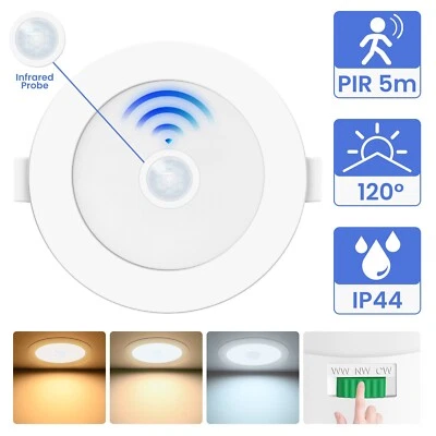 ALUSSO 12W PIR Sensor Motion LED Downlight Night Light Recessed Ceiling Spot Lamp IP44
