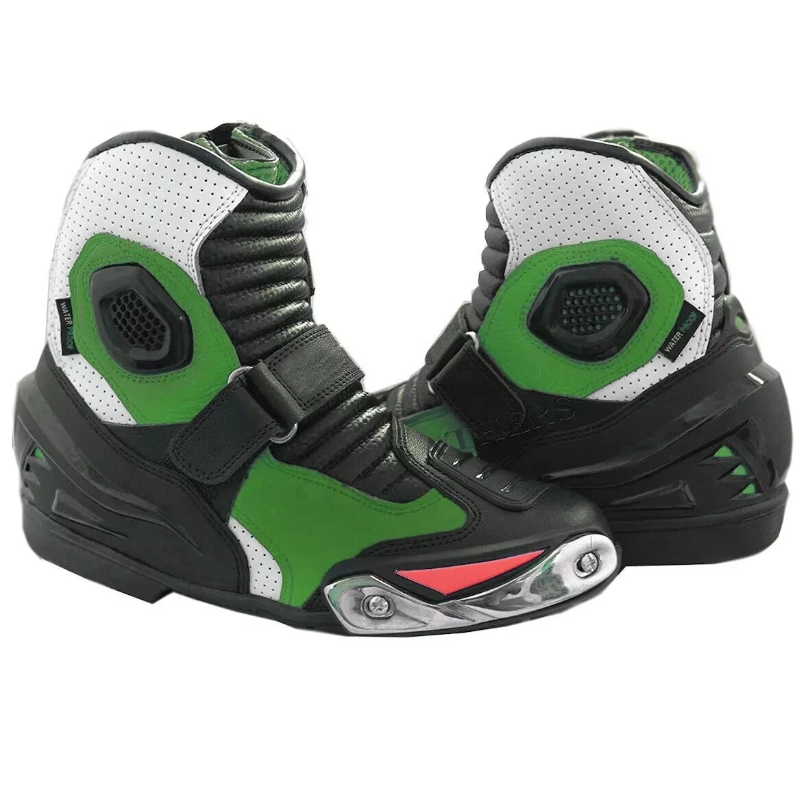 Bottes Moto Kawasaki En Cuir Véritable – Style Course – Homme/Femme – Multi-pointures – CE Niveau 1