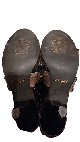 HTF RARE Fergie Womens Ankle Strap Heels Laced Gray Mocha Leather Size 7M - Picture 17 of 23