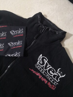 Lot SVEA Fleece FulZip Jacket Black Mens S Walking Hiking +TubeHeadband 