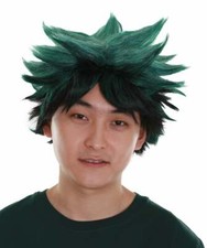 Anime Spiked | Peluca de anime cosplay de color verde oscuro para hombre, HM-1402A