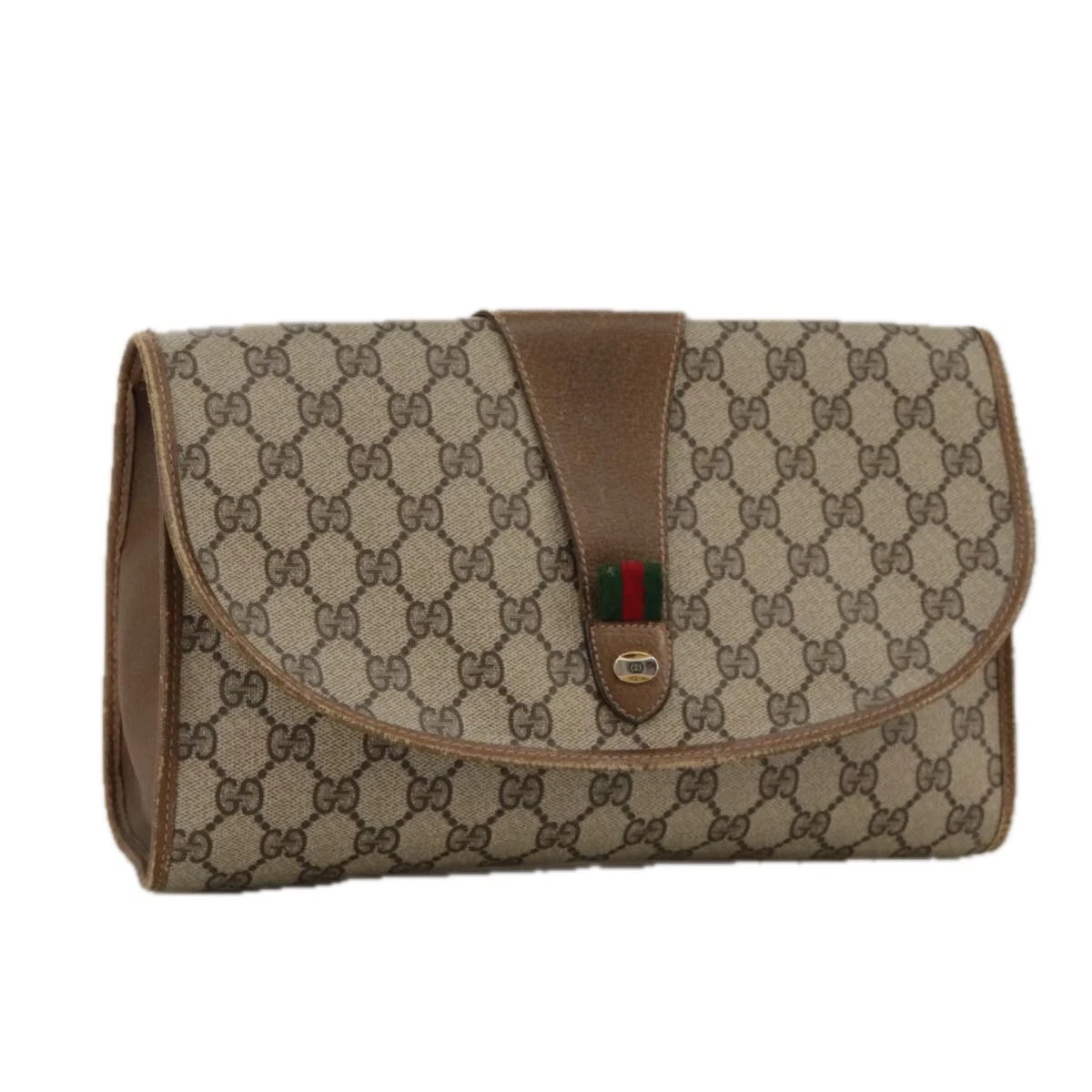 Sac pochette GUCCI GG Supreme Web Sherry Line PVC beige rouge 89 01 031 authentique 97319