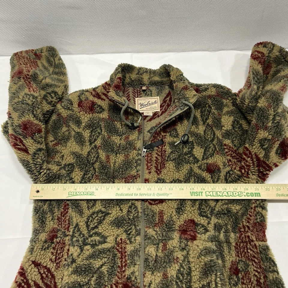 Chaqueta De Colección Woolrich Fuzzy Sherpa Cremallera Hojas Otoño Mujer Talla M HECHA EN EE. UU. Foto 4 de 4