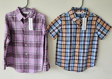 JANIE AND JACK Lot of 2 Plaid Cotton Button Down Shirts Toddler Boys Size 5 NWT
