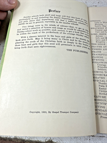 VTG 1931 Sunday School Hymns and Songs A Warner Press Publication Paperback - Imagen 3 de 5
