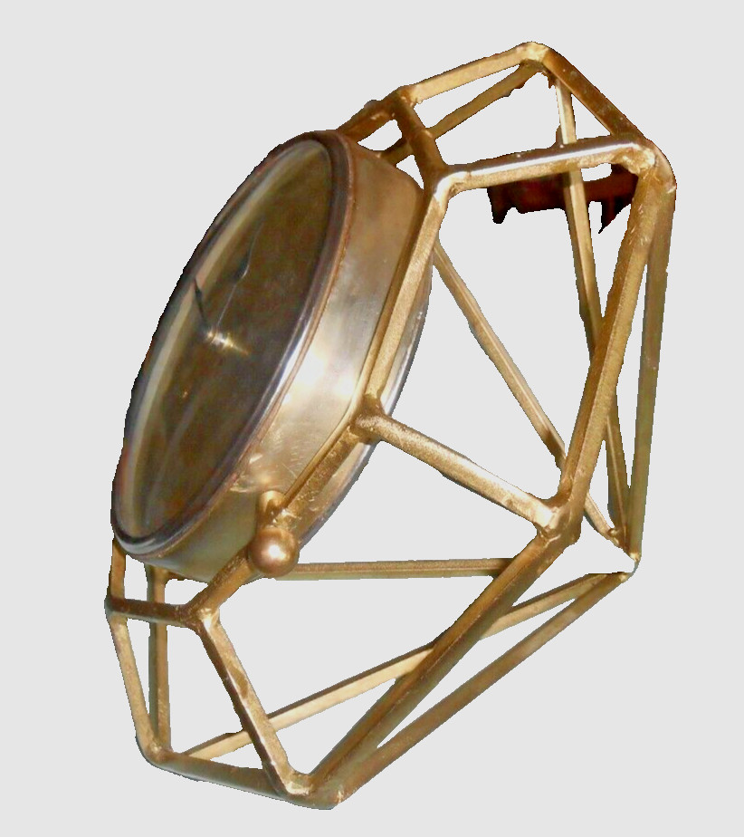 Clock Custom Made Diamond Shaped Iron Frame Art Deco Nuevo Table /Floor 16"