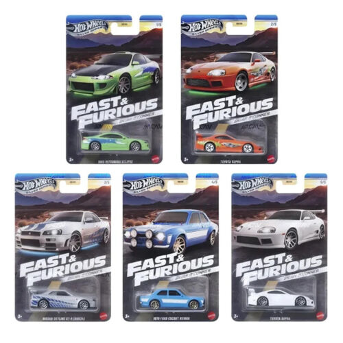Hot Wheels Fast & Furious Full Set 5 Cars Brian O'Conner GTR, Supra