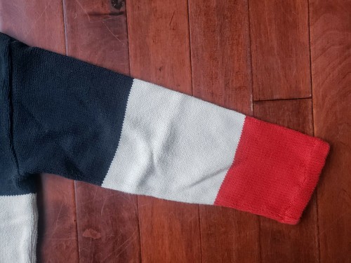VTG GreenPeace Worldwide Red White Blue Knit Oversized Sweater Nautical Sailing - Picture 5 of 11