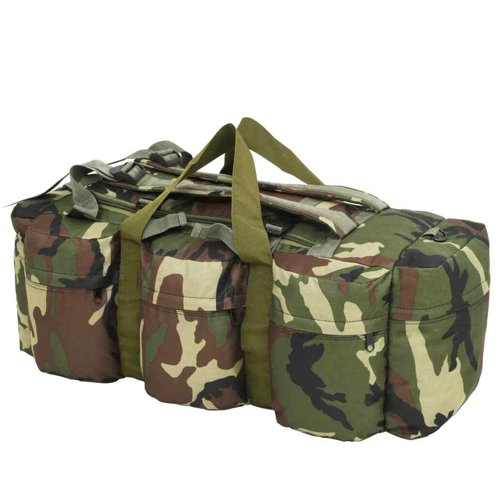 vidaXL Borsone da Viaggio Stile Militare 3 in 1 120 L Mimetico Borsa Zaino
