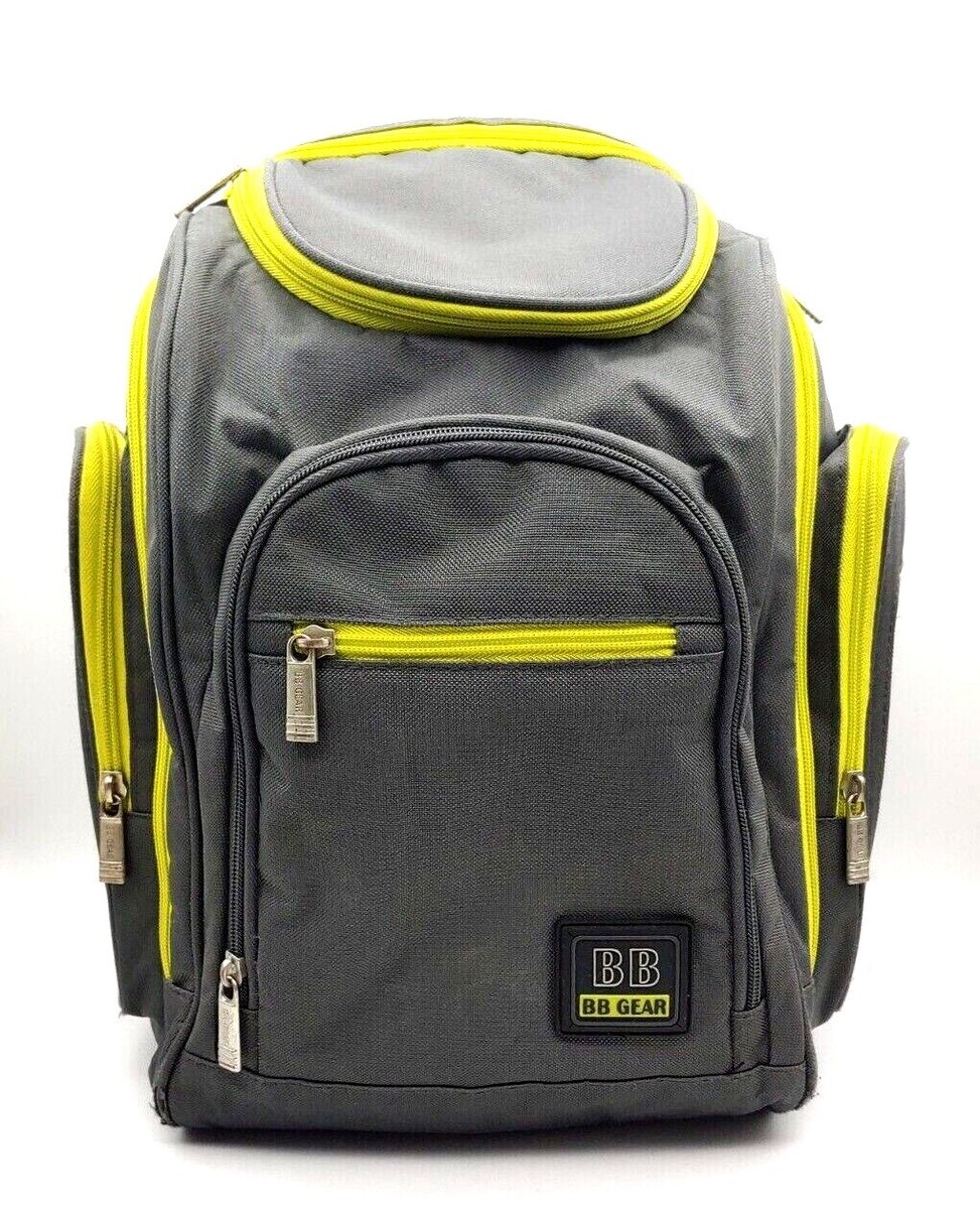 Baby Boom BB Gear Diaper Bag Backpack Grey and Lime Green EUC