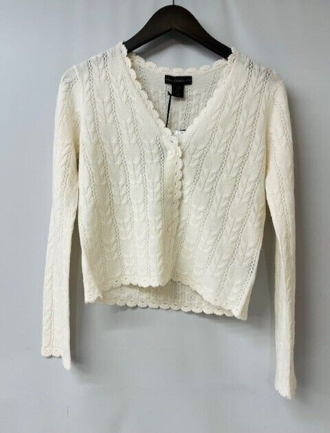 House of Harlow 1960 HH10206 100% Cashmere Cardigan in Frost White