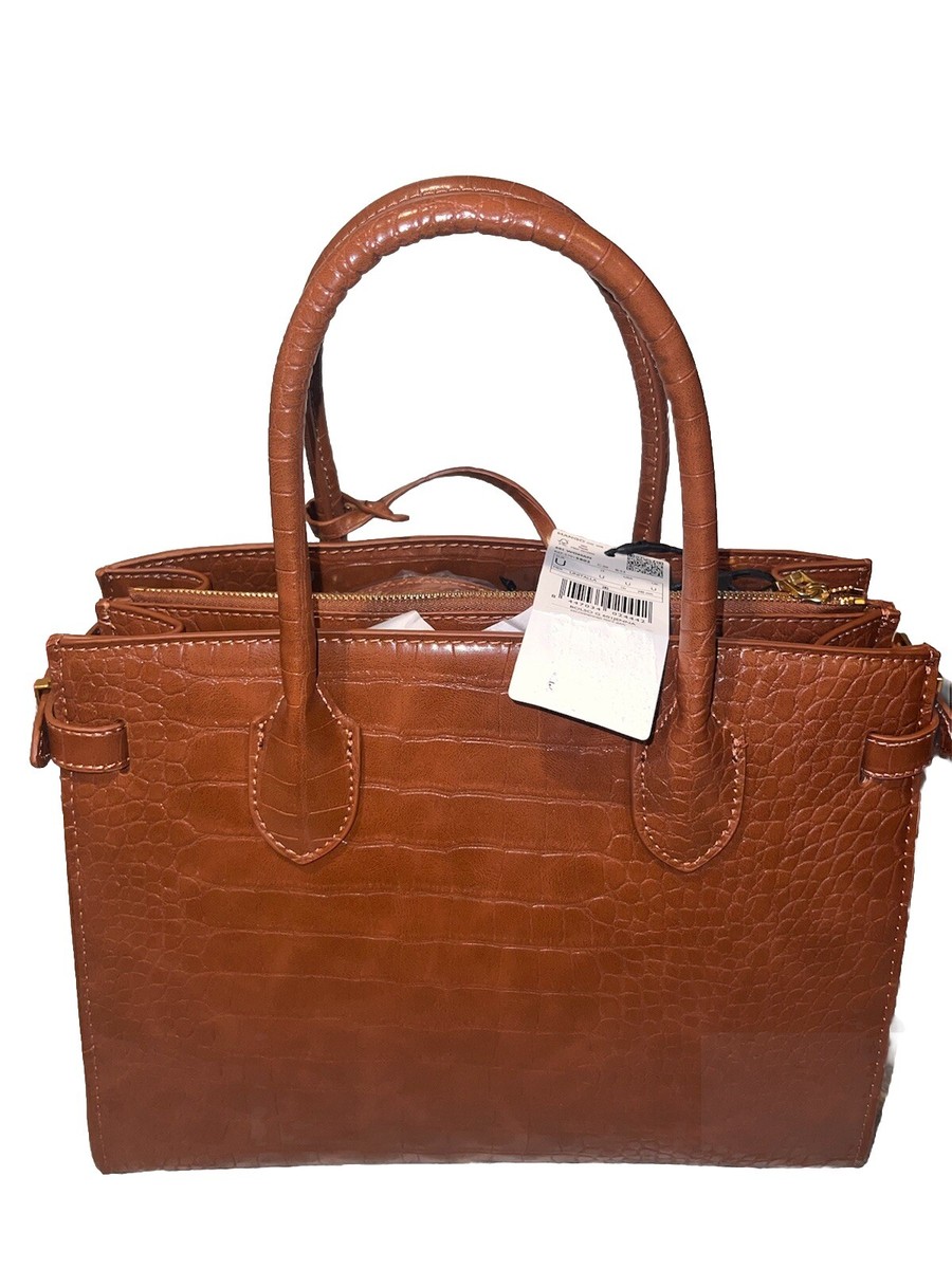 Mango Women's Crocodile-Effect Double Handle Bag