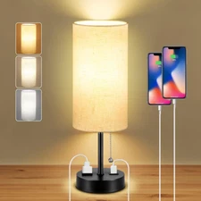 Dott Arts Table Lamp for Bedroom, 3-Color Bedside Lamps with Pull Chain, Bedroom
