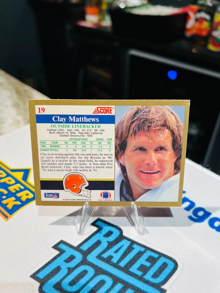 1991 Score #19 Clay Matthews CLEVELAND BROWNS - Image 2 of 2