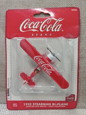 Coca Cola 1932 Stearman Bi-Plane Die Cast Replica Coke Collectible New Sealed