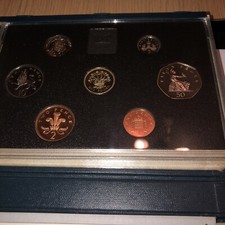 1991 UNITED KINGDOM PROOF COIN COLLECTION ROYAL  MINT: DELUXE BLUE CASE + Cert.