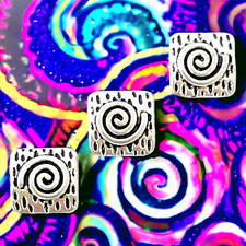 10 pcs Spacer Beads 10mm Flat Square Silver Swirls Spiral Art 2 Two Sided Design