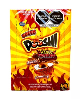 2-Pk Poosh! Mango Endiablado/ Poosh! Spicy Mango Bubble Gum 160gr
