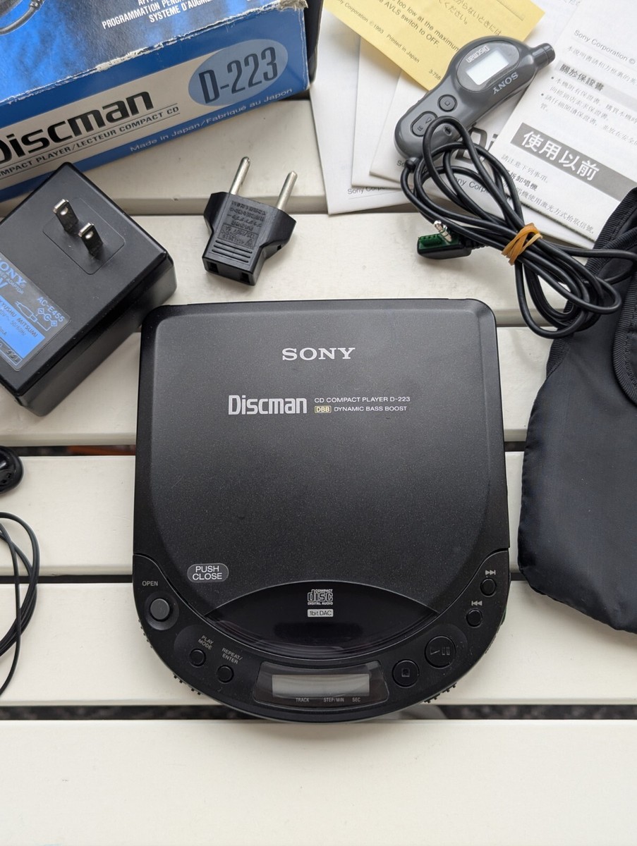 SONY D-223 CD Walkman Portable CD Player Black Operation