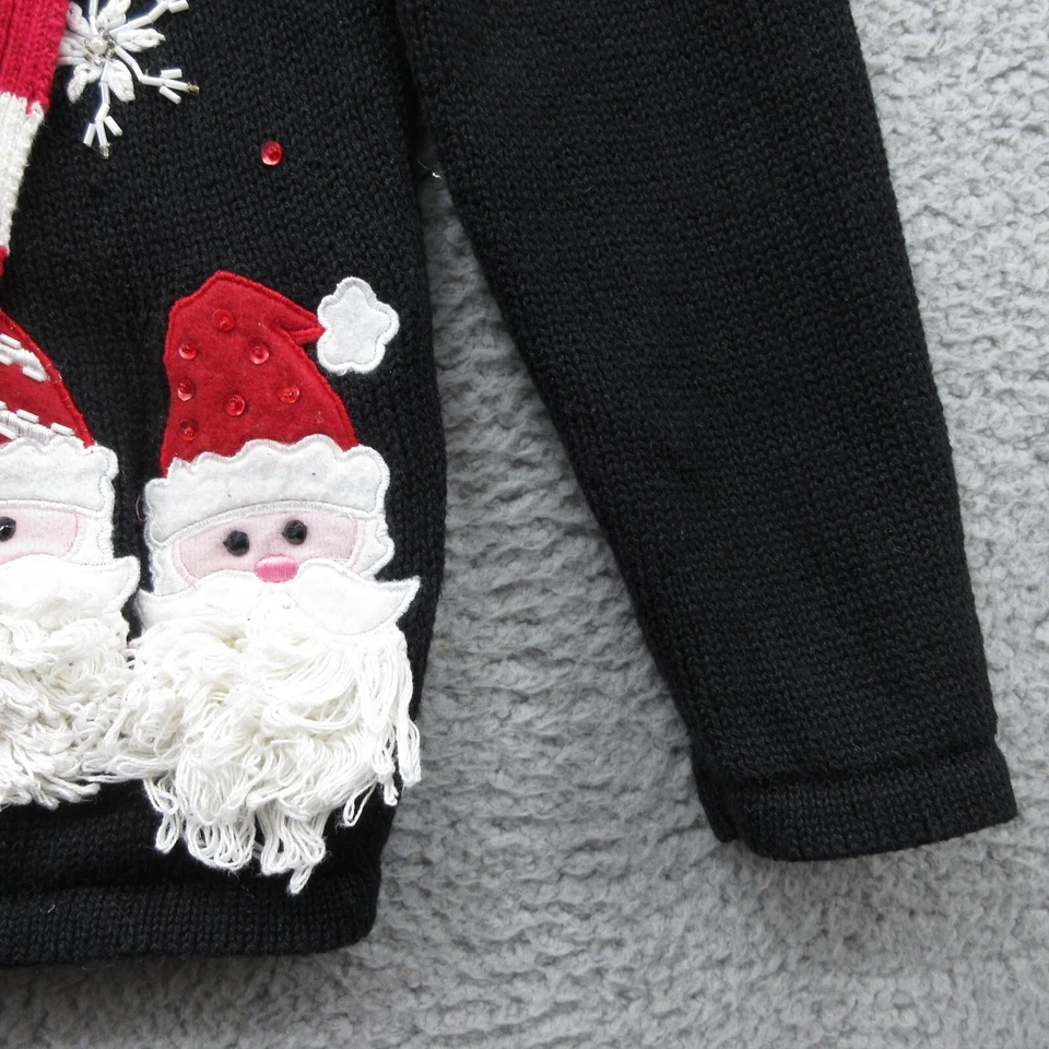 Suéter de Papá Noel clásico vintage bufanda adjunta para mujer S negro Navidad Foto 4 de 4