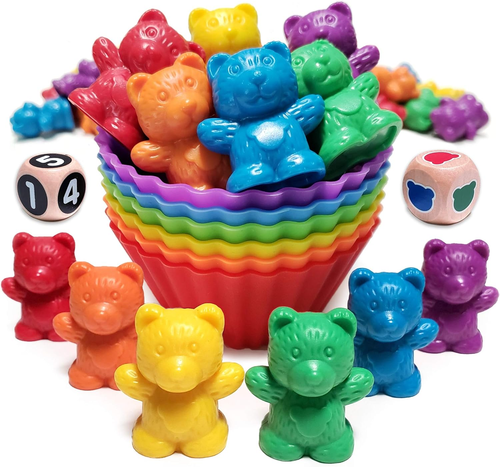 Jumbo Counting Bears Matching Game - Montessori Fine Motor Learning Toys with St