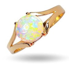 Kristall australischer massiver Opal Ring 14 Karat Gold 1,5 g US-Größe 6,25 kostenlose Größenänderung. N13