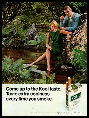 1967 Kool Menthol Cigarettes Blonde Women Dipping Toes In the Water Print Ad